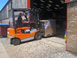 USDA-NRCS materials needing forklift assistance for moving