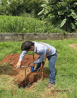 Highly qualified but expensive data.  A Costa Rican lawyer augering beneath a mini-pit in a non-hydric valley soil.